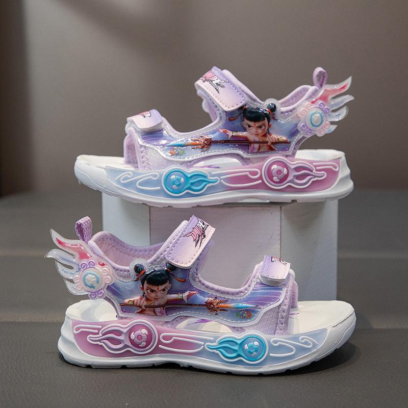 Girls sandals 2025 summer new cartoon casual children's beach shoes soft-soled sports sandals medium and older children's shoes