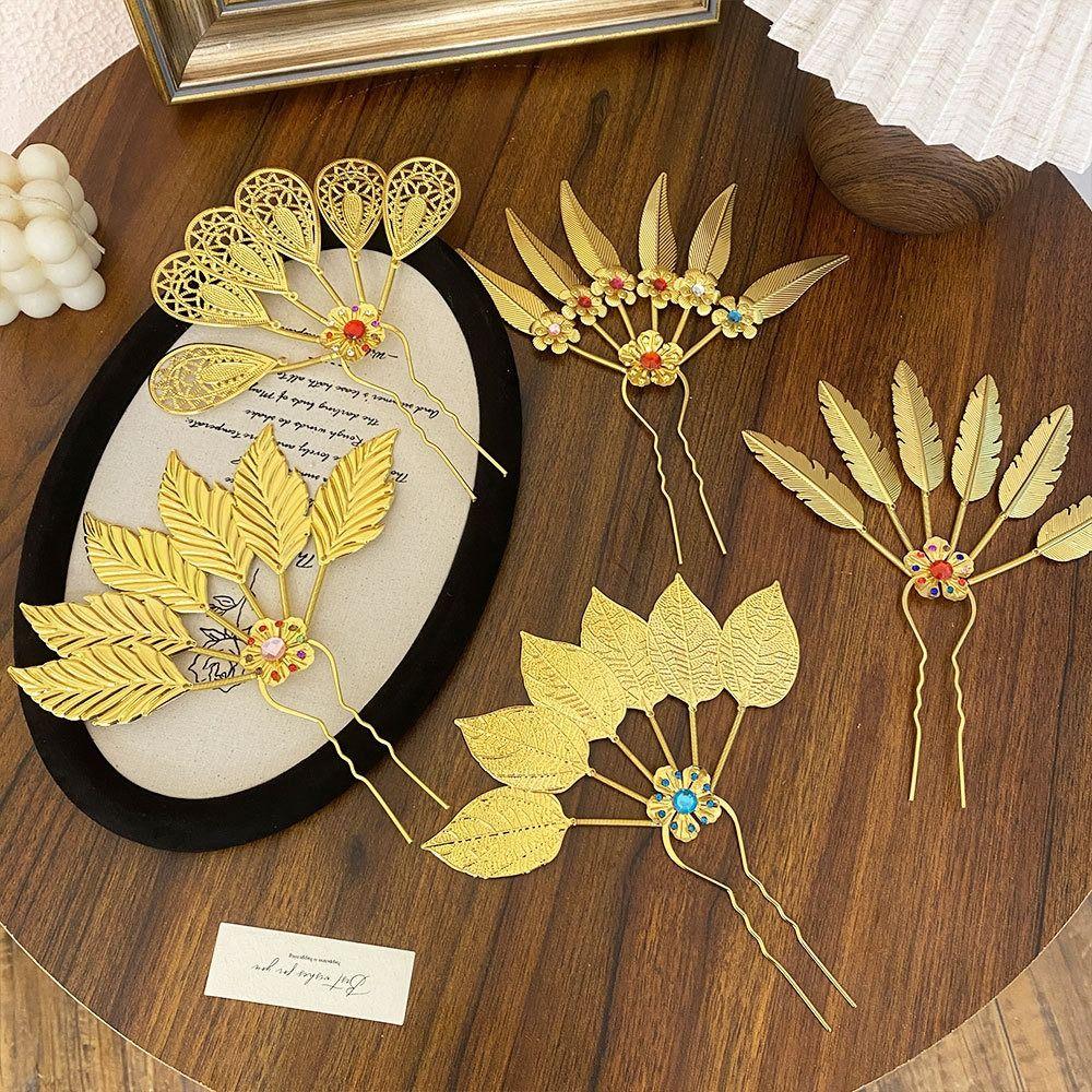 Ancient Thai Hair Sticks Flower U-shaped Hairpin Vintage Thai Metal Leaves Hairpin Women