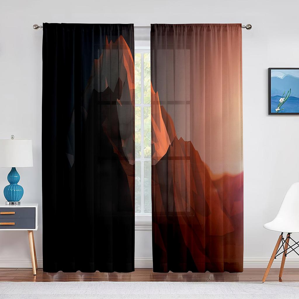Geometric Mountain Modern Aesthetic Minimalist Pink Sheer Voile Curtains for Living Room Bedroom Decor Tulle Curtains Treatment