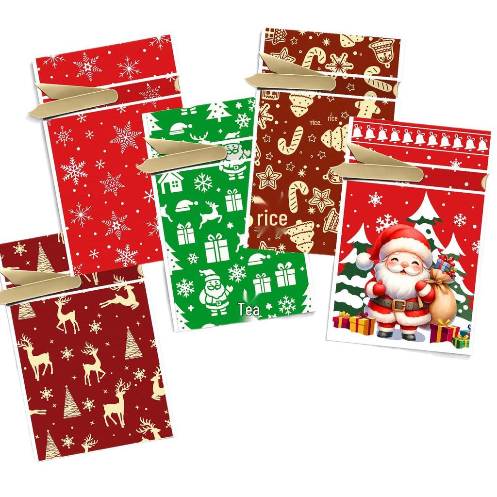 50pcs 2025 Christmas Candy and Cookie Gift Bags with Ribbon Drawstrings