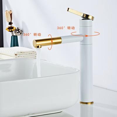 Bathroom Basin Faucets Black Sink Faucets Hot Cold Water Mixer Crane White Deck Mounted 360° Rotating Universal Water Taps Gray