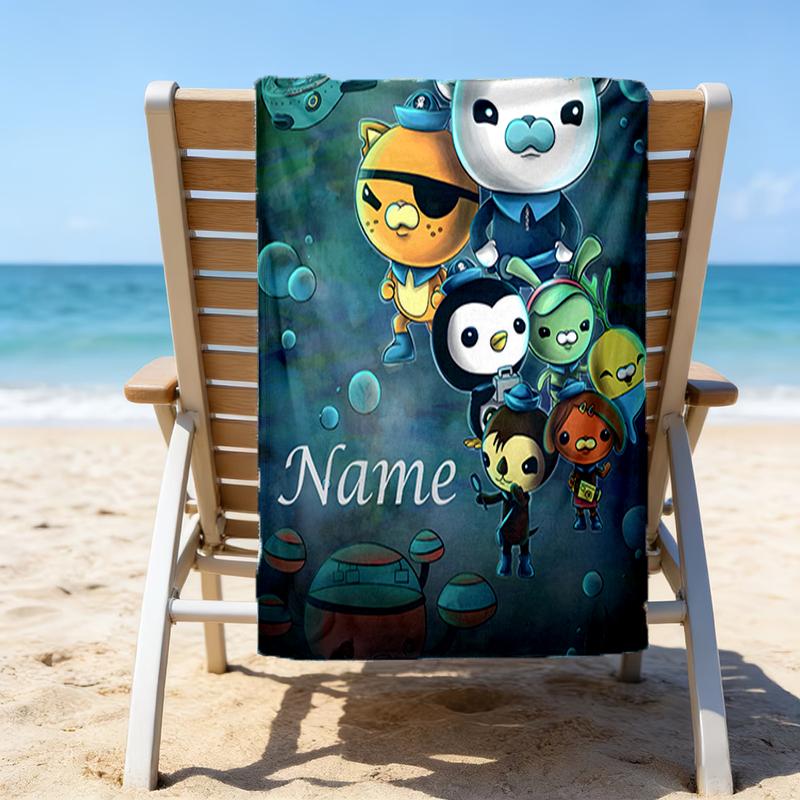 1pc OCTONAUTS Beach Towel with Custom Name, Beach/Swimming/Bath/Picnic/Camping Towel, Suitable for Seaside Beaches