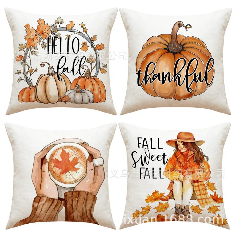 Autumn Set Pillow Case Home Holiday Decoration Thanksgiving Cushion Linen Stain-resistant Versatile Sofa Cushion
