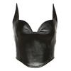 # Sisjuly# Gothic Dark Devil Horn Sexy PU Leather All-Matching Tube Top Women's Slim-Fit Low Collar Short Top