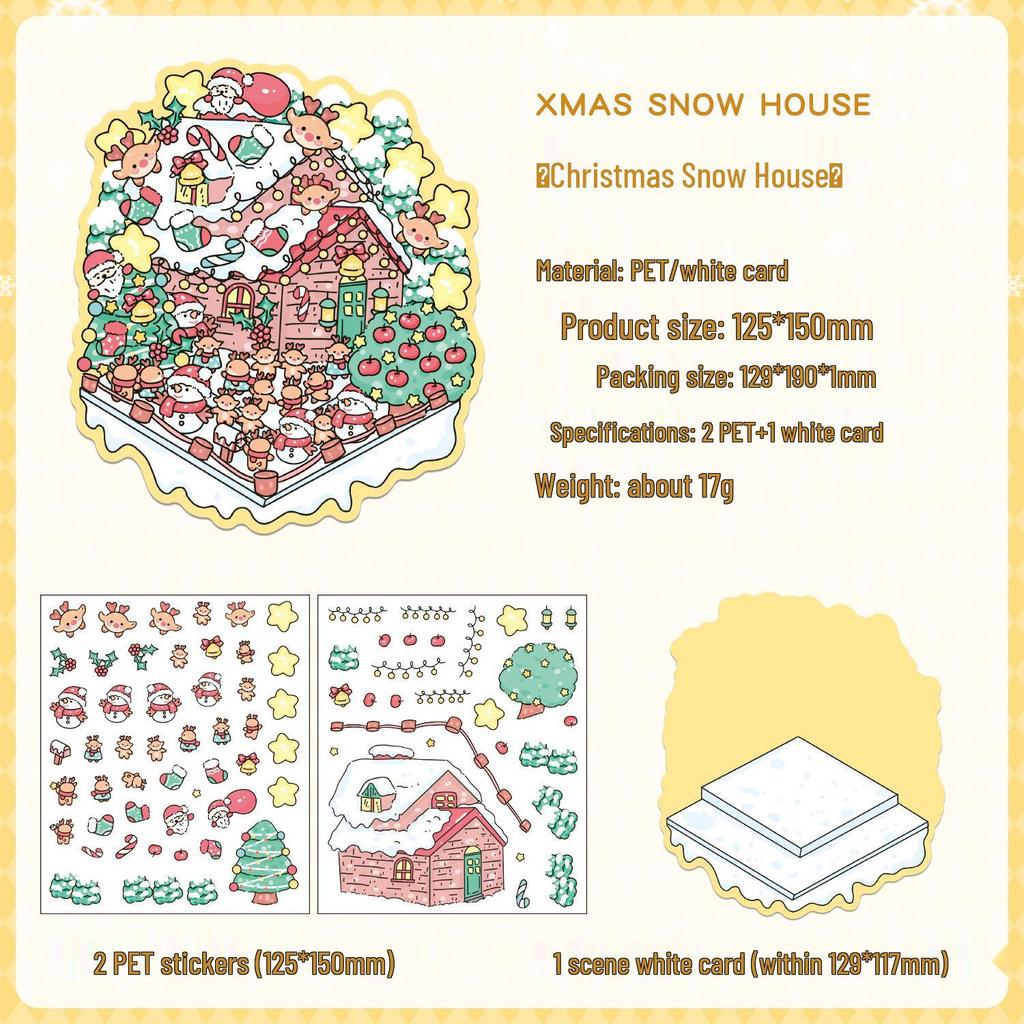 Yuezhen 3D Creative Christmas Eve Scenery Stickers for Kids