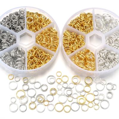1 Boîte 6 8 10mm Couleur Or Argent Anneaux Ouverts Métalliques Set Kit d'Accessoires Pour Bracelet Collier Chaîne DIY Fabrication de Bijoux Connecteur