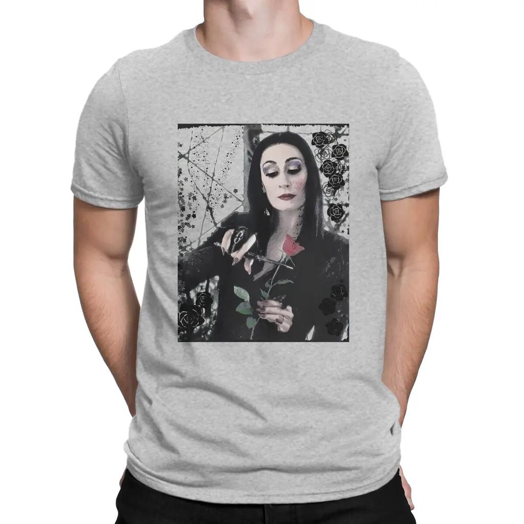 Horror T Shirt Men Pure Cotton Funny T-Shirts Crewneck T-The Addams Family Tee Shirt Short Sleeve Tops New Arrival