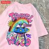 Mode Baumwolle Damen T-Shirts Alien UFO Weltreise Drucke Kurzarm Rundhalsausschnitt Weich Atmungsaktiv Street Damen Kleidung