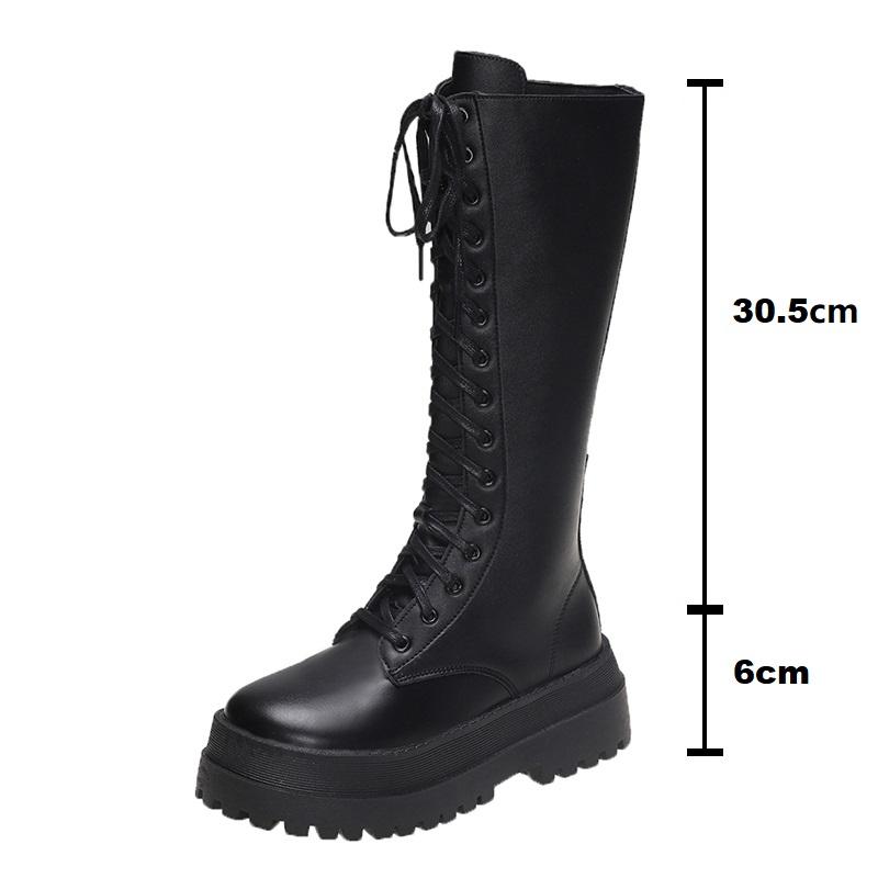 High Boots Platform Sports Shoes Woman New In White Black Women Boots Elegant Lolita Comfortable Flat On Sale Combat Boot Trend