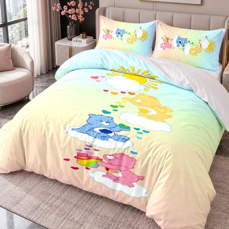 Care Bears 3Pcs Bedding Set Duvet Cover With Two Pillowcases For Bedroom Home Decoration