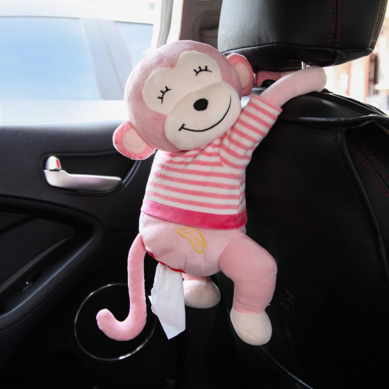 Creative Monkey Tissue Box Cover for Car - Cute Hanging Pull-Out Design