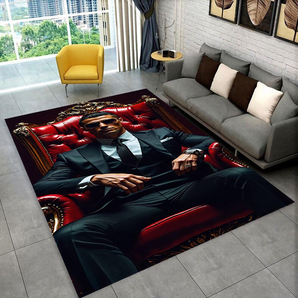 Tappeto CR7 Capra Ronaldo Stella del Calcio per Stanza dei Giochi Camera da Letto Soggiorno Divano Arredamento Casa, Tappeto per Area Bambini Tappetino Antiscivolo Regalo