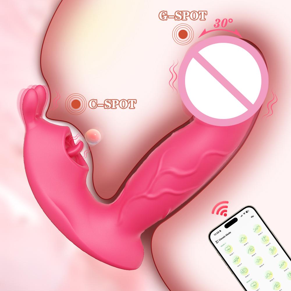 APP Rabbit Vibrator for Women Clit Clitoris Stimulator Wearable G Spot Dildo Female Licking Finger Wiggling Adult Sex Toy