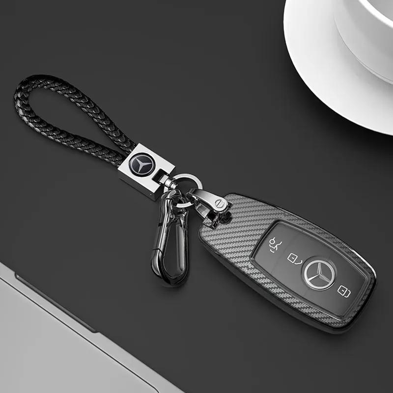 PEL5 Quality Car Carbon Fiber Key Fob Case Cover Chain Accessories For 2017-2025 Mercedes Benz Smart Low Price Car Key Accessories