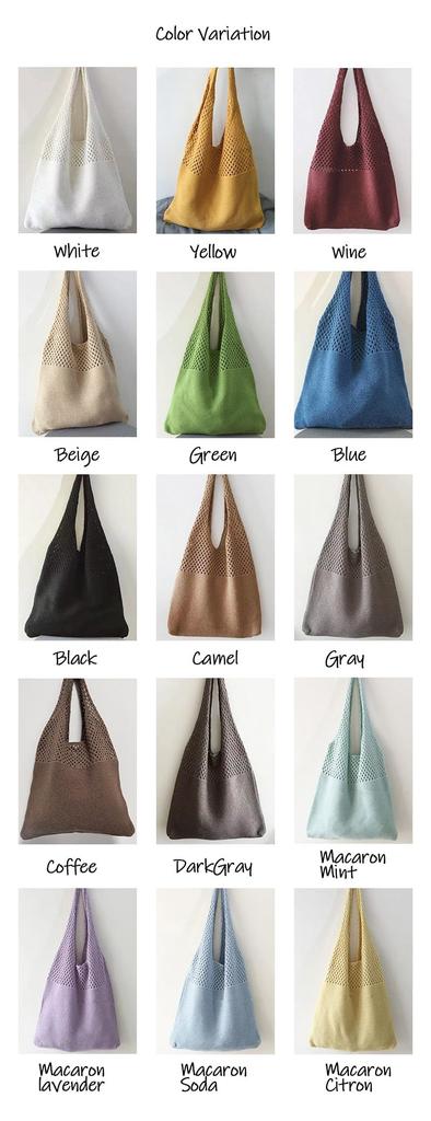 FTB Damen Strick-Tragetasche, Wickeltasche, Leicht, Perfekt für die Schule oder den Arbeitsweg, Lässiger Stil (MacaronSoda)