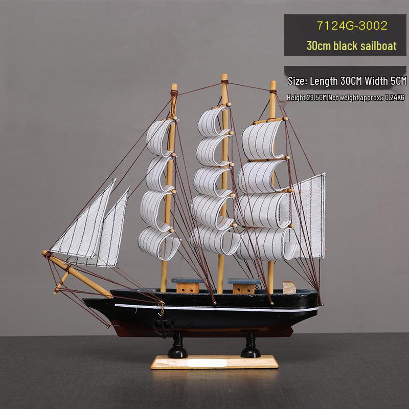 Wooden Pirate Ship Model: Small Boat Ornament for Office or Room Decoration