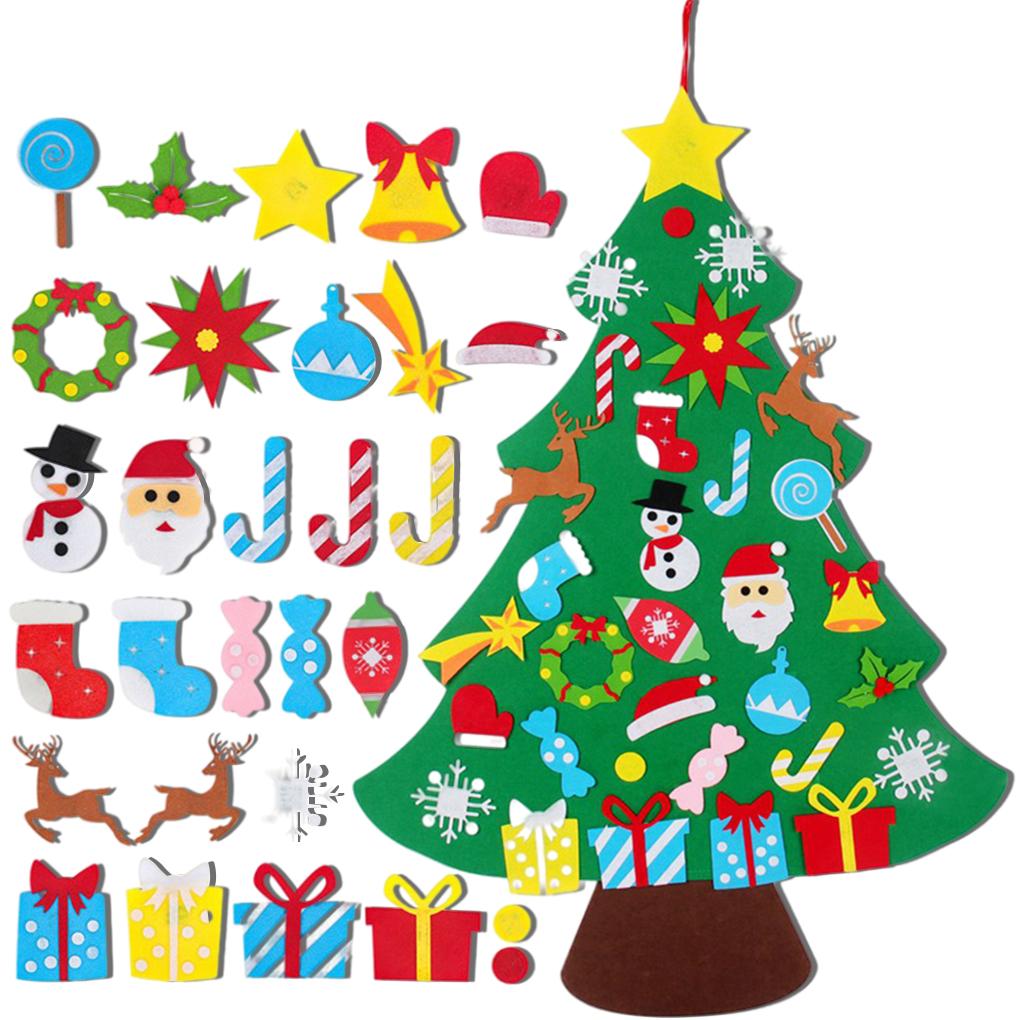 

DIY Felt Christmas Tree Set Wall Hanging Xmas Decor Kids Gifts Home Party Supply