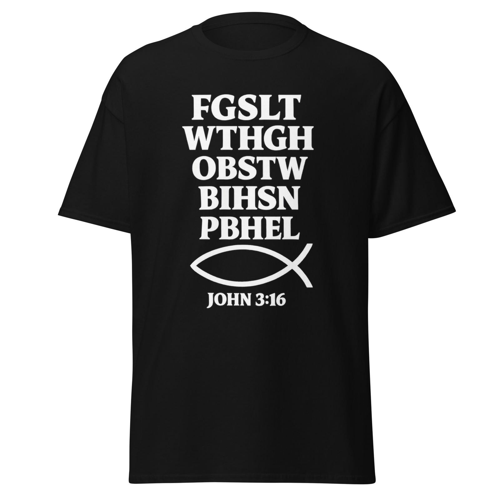 John 3:16 Abbreviation Shirt, Bible Verse Christianity Gift T-Shirt, Unisex M