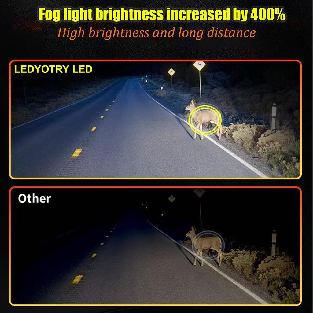 2504 PSX24W LED Fog Light Bulbs or DRL 10000LM Super Bright 6000K Xenon White 12276 Fog Lights Bulb Replacement for Cars, Play and Plug (Pack of 2)