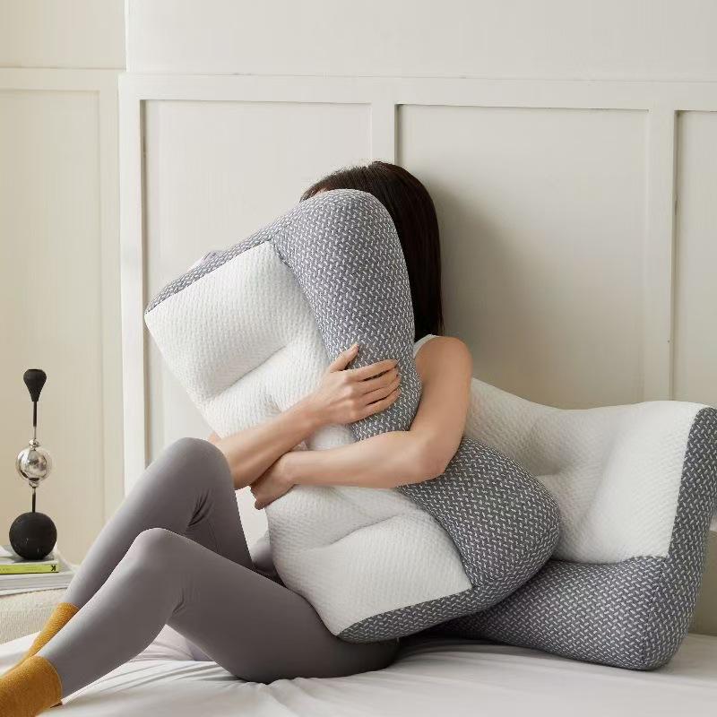 Knitted Fiber Neck Support Pillow - Contour Design for Firm, Comfortable Sleep Aid
