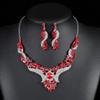 Retro Crystal Contrast Color Jewelry Set Pattern Necklace Earrings 2Pcs Trendy Fashion Accessories For Women Daily Party Gift
