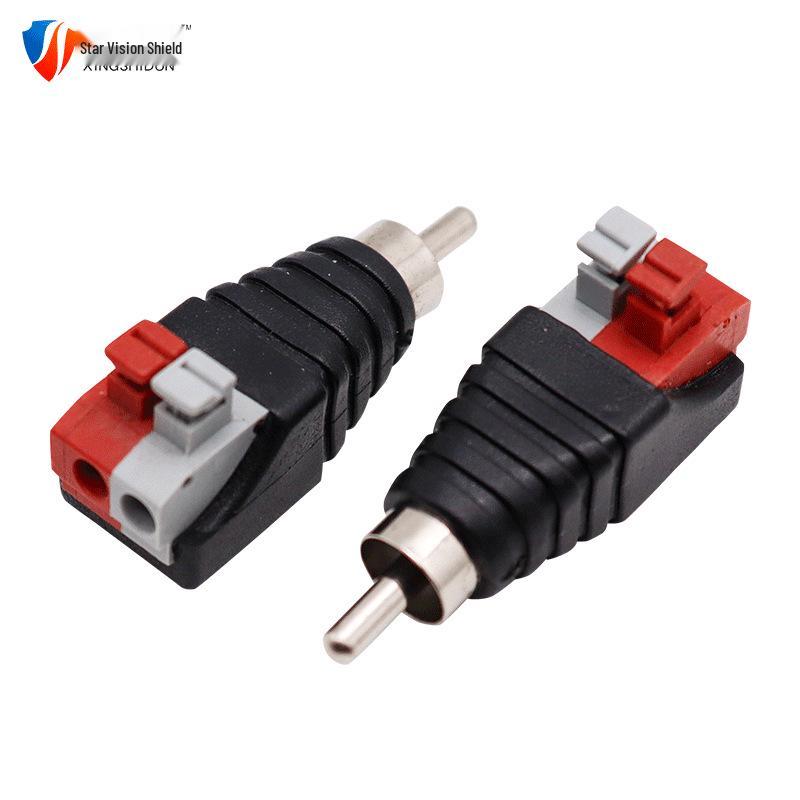 Push-button RCA Audio Head Solder-Free AV Terminal Block To Lotus Male/Female Socket