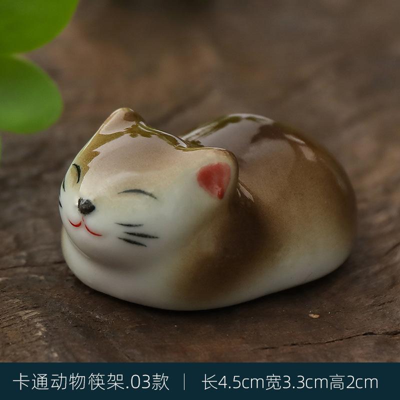 2pcs Cute Cartoon Dog Cat Ceramic Chopsticks Holder Chopstick Holder Stand Practical Fashion Chinese Kitchen Tableware Utensil