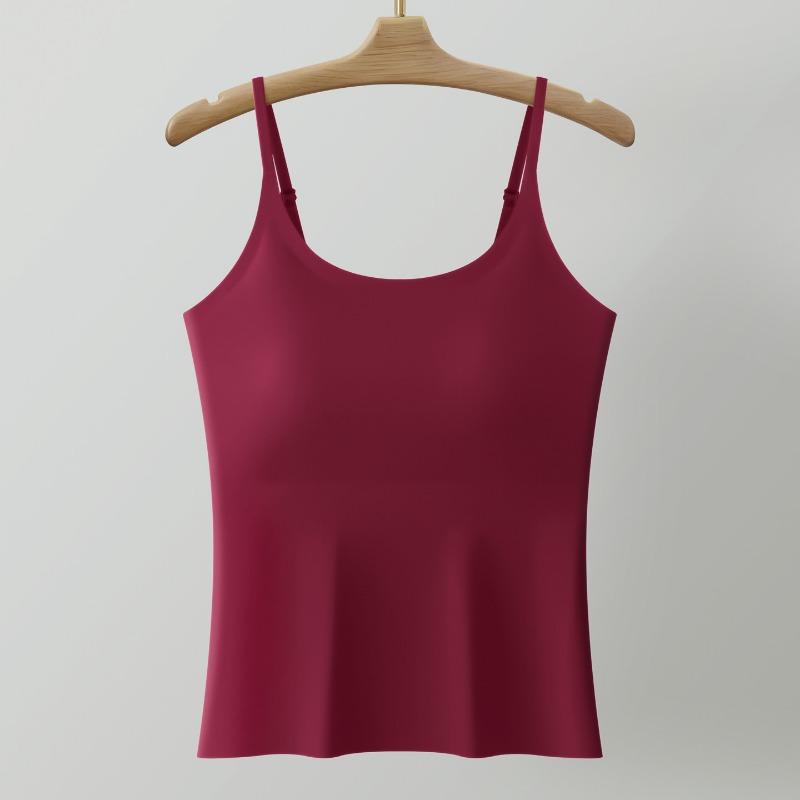 Solid Color Plus Size Camisole Tank Top For Women With Built In Anti Exposure Bra