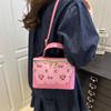 Cherry Print Small Square Bag Pu Shoulder Bag Women'S  Trendy Crossbody Bag Girly Sweet Handbag High-End Commuter Bag