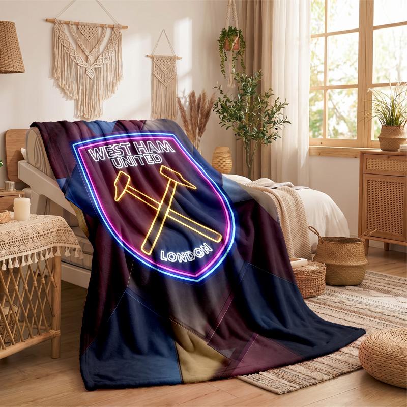 Coperta in Flanella con Stampa West Ham United Calcio Morbida Calda Coperta da Divano Letto per Casa Ufficio Camera da Letto