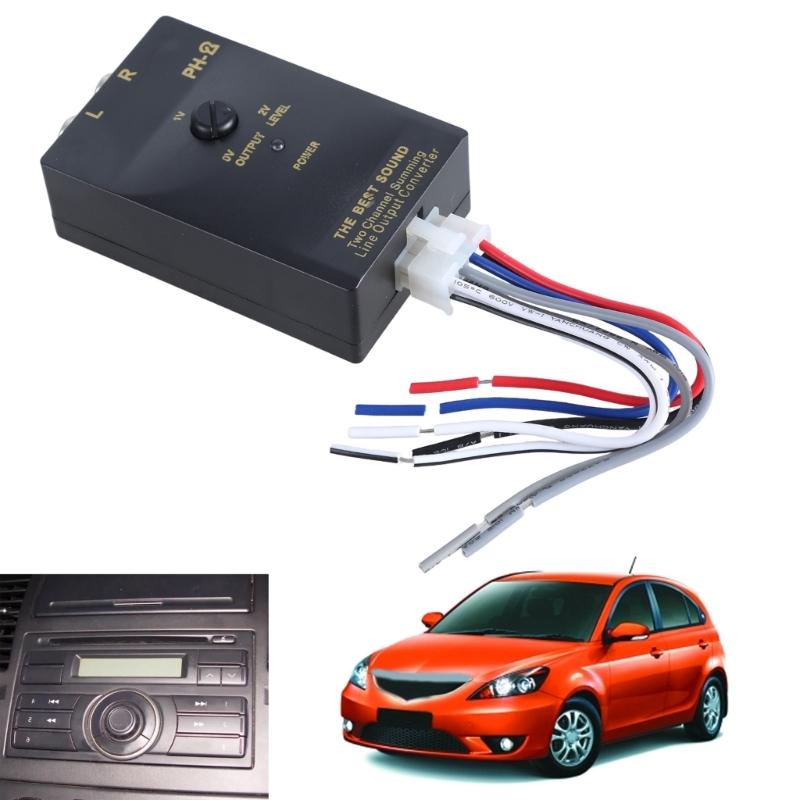 Car Stereo High to Low Level Converter,Auto Car RCAs High to Low 2-Channel Line Output Adapter with Wire