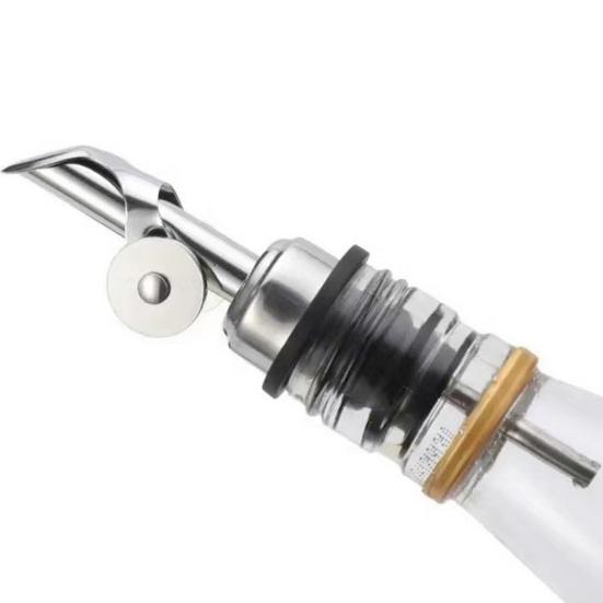 Stainless Steel Auto Wine Pourer Coffee Syrup Dispenser Gravity Flipping Dust Lid Olive Oil Liquor Bottles Metal Pour Spout