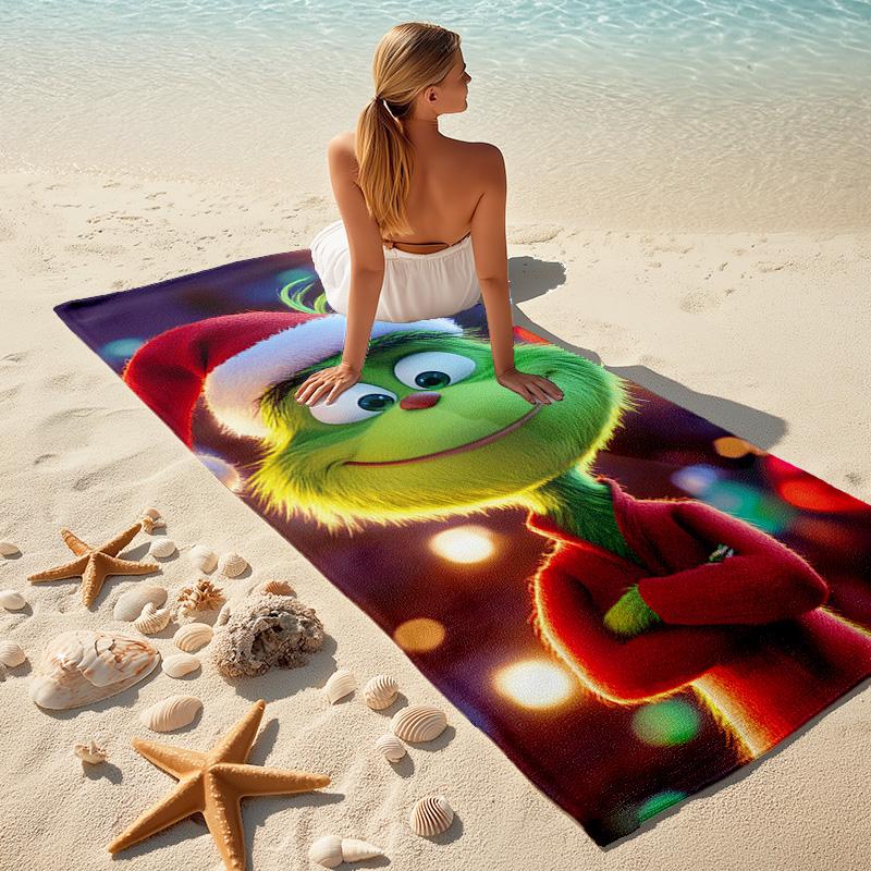 Christmas Gift Oscar Comedy Movie How the Grinch Stole Christmas soft beach towel outdoor camping vacation swinging beach scarf decorative blanket B22