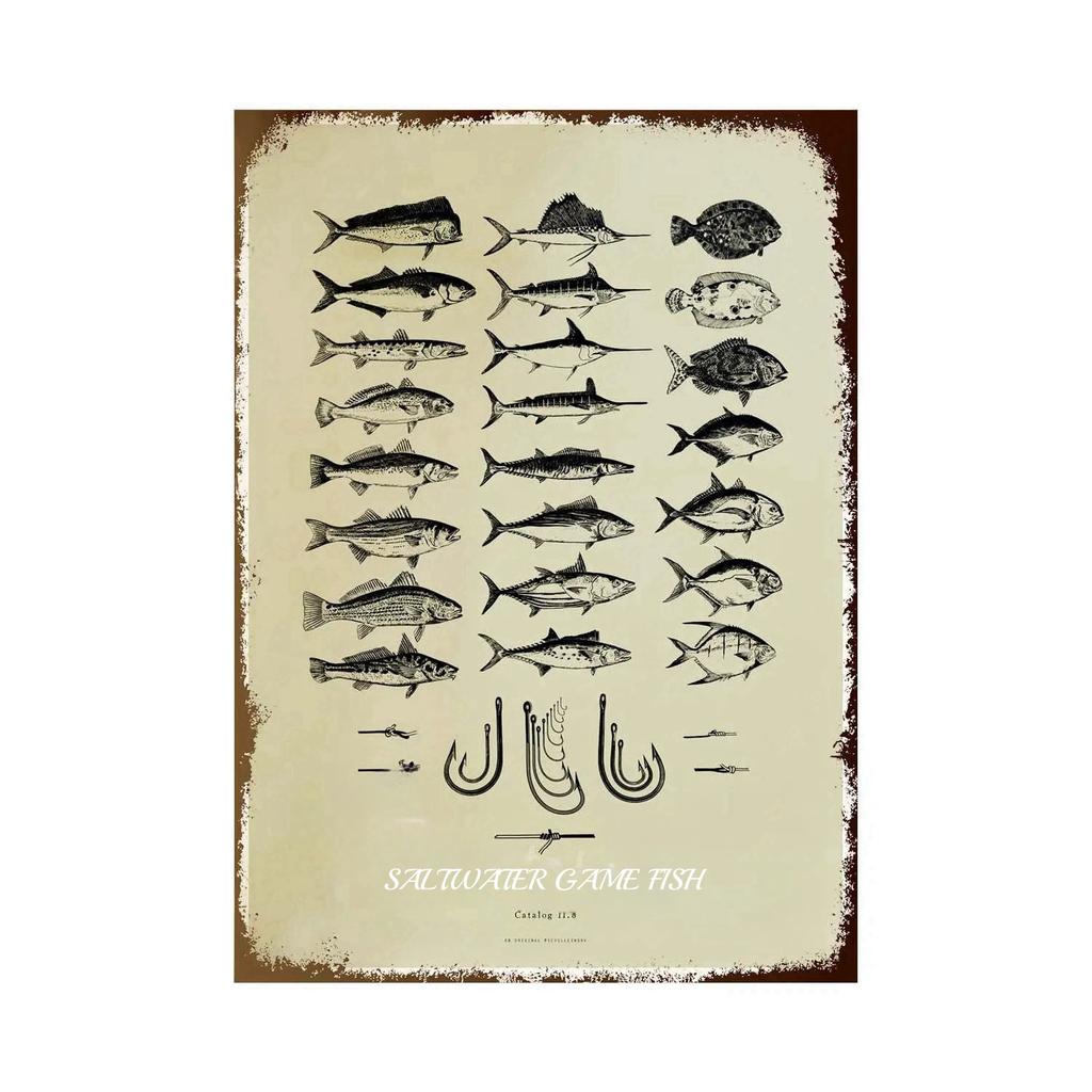 Fishing Metal Tin Sign Fishing Sign Vintage Metal Plate for Wall Poster Farm Art Decoration Stickers Plaques 8X12 Inch