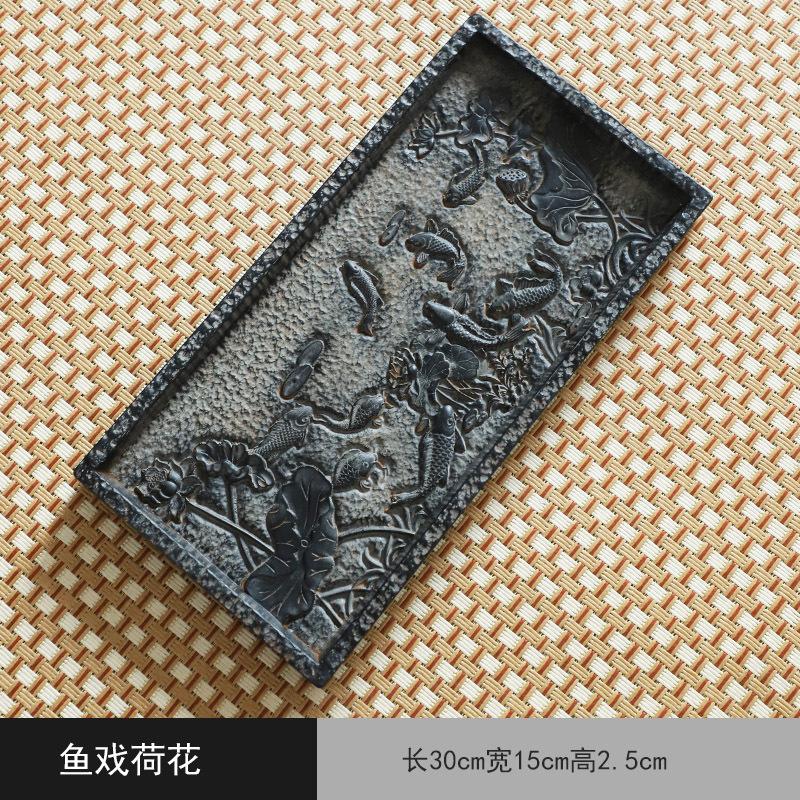 Ceramic Dry Brewed Tea Tray Kung Fu Tea Set Accessories Water Storage Square Circular Large Lacquer Tea Table Pot-bearing