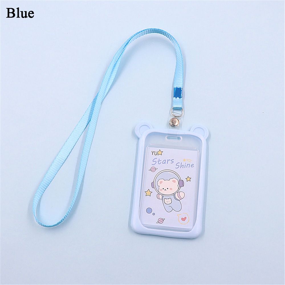 1PC Cartoon Bear Lanyard Identity ID Card Sleeve Credit Cover Case Card Holder Bus Card Case