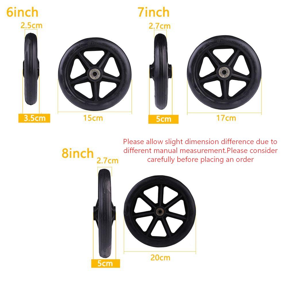 6/7/8 Inch Rubber Wheels Smooth Flexible Heavy Duty Wheelchair Front Castor Solid Shopping Cart Wheel Wheelchair Replacement