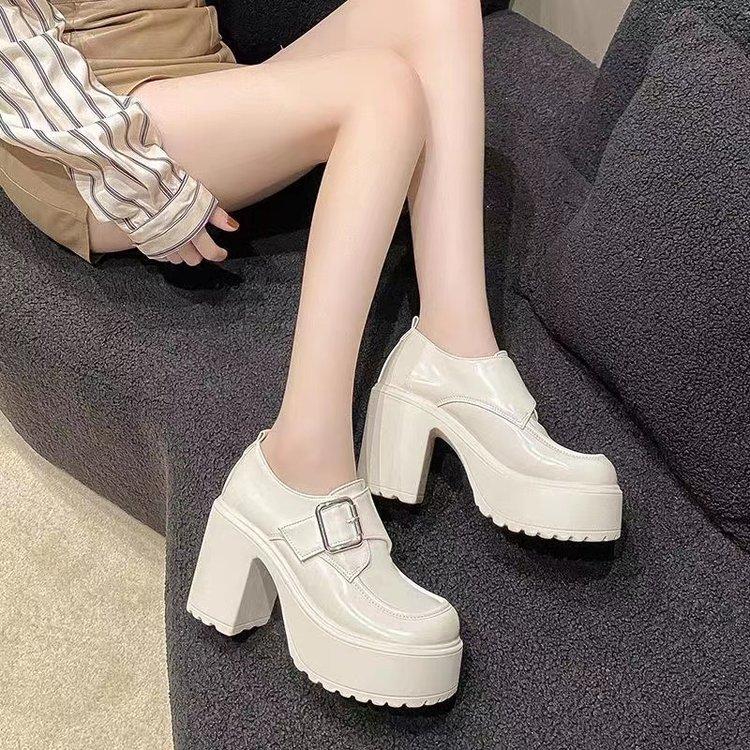 

Coarse heel British style small leather shoes 2024 spring new round head tide women s shoes French platform Mary Jane single shoes women 40