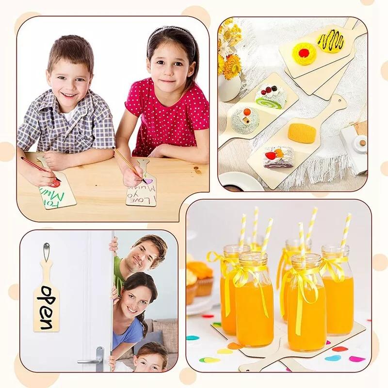 Set of 6 Wooden Cutting Boards Mini Paddle Boards for Serving Charcuterie Snacks Cheese Bread Food Photography Props Unique Shap