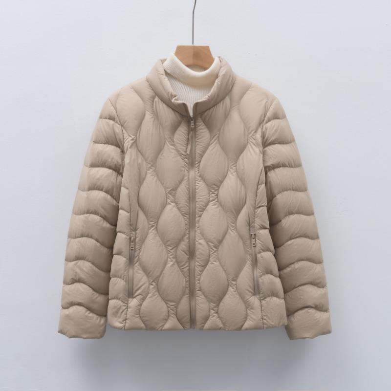 90 fleece new national standard women's clothing autumn and winter new light down jacket wavy pattern women's stand-up collar jacket