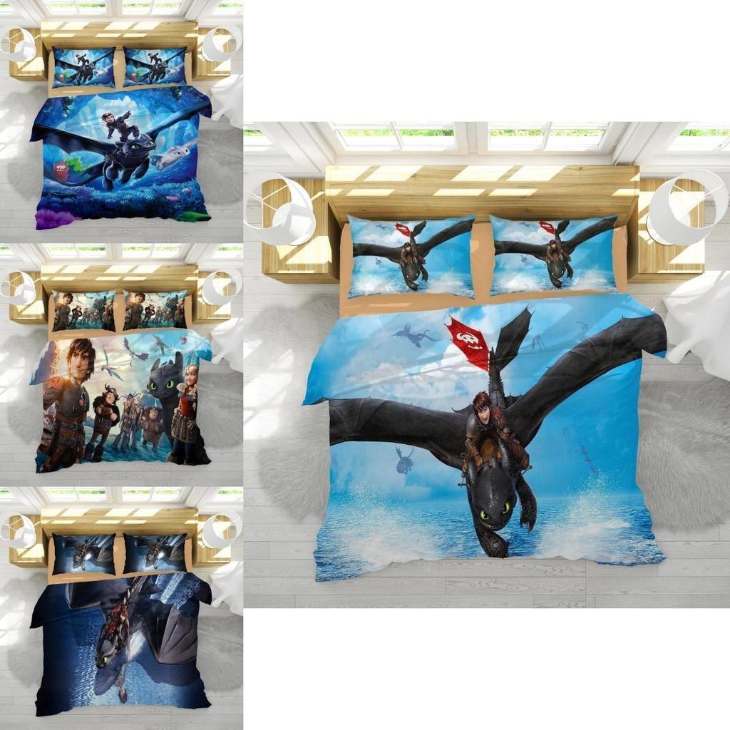 Luxurious How To Train Your Dragon Design Bedding Set With Duvet Cover Pillowcase