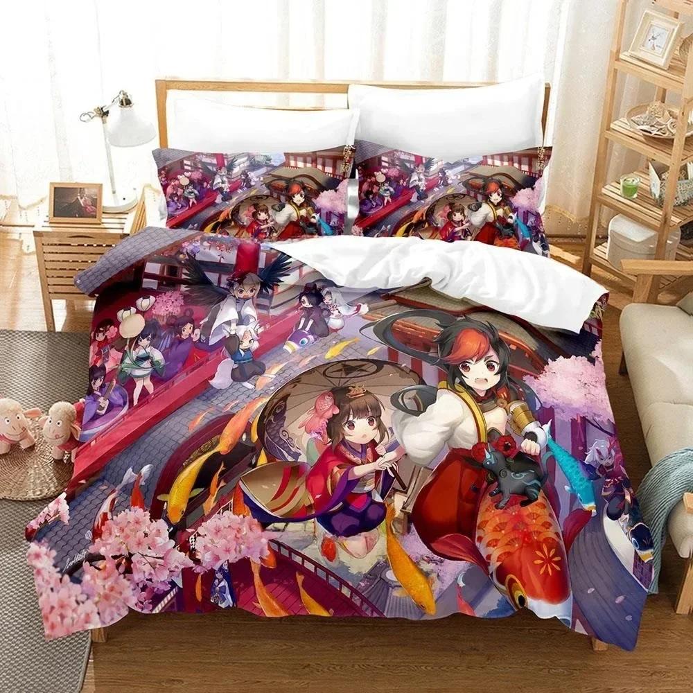 3D Printing Game Kawaii Girls Onmyoji Bedding Set Single Twin Full Queen King Size Bed Set Adult Kid Bedroom Duvet Cover Sets