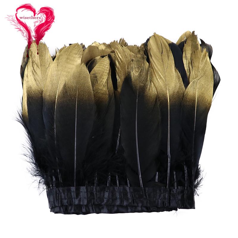 Gilded Silver Tip Goose Feather Lace Trim - DIY Decorative Clothing Accessory