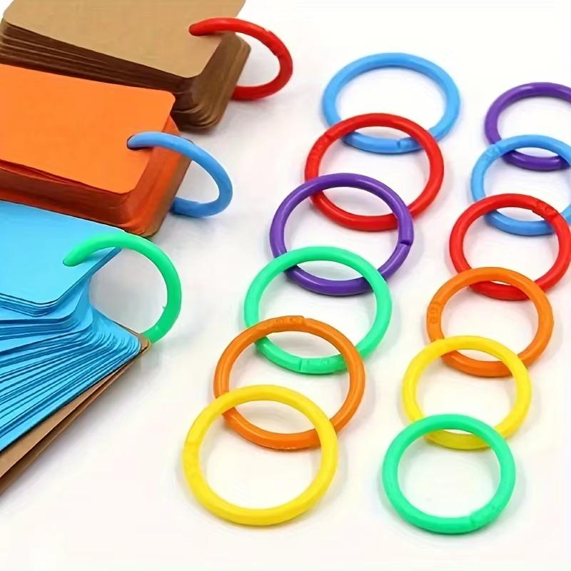 50 Stück 15 mm Bunte Plastik-Loseblattringe für DIY-Alben, Dokumentenbindung & Büroorganisation