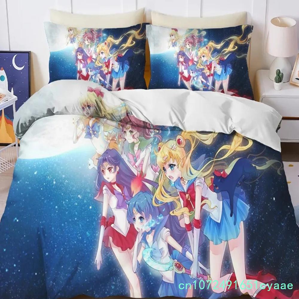 New Sailor Moon Bedding Set,Japanese Anime Sailor Moon Bedding Set,Beautiful Girl Quilt Cover Cute Printing Duvet Home