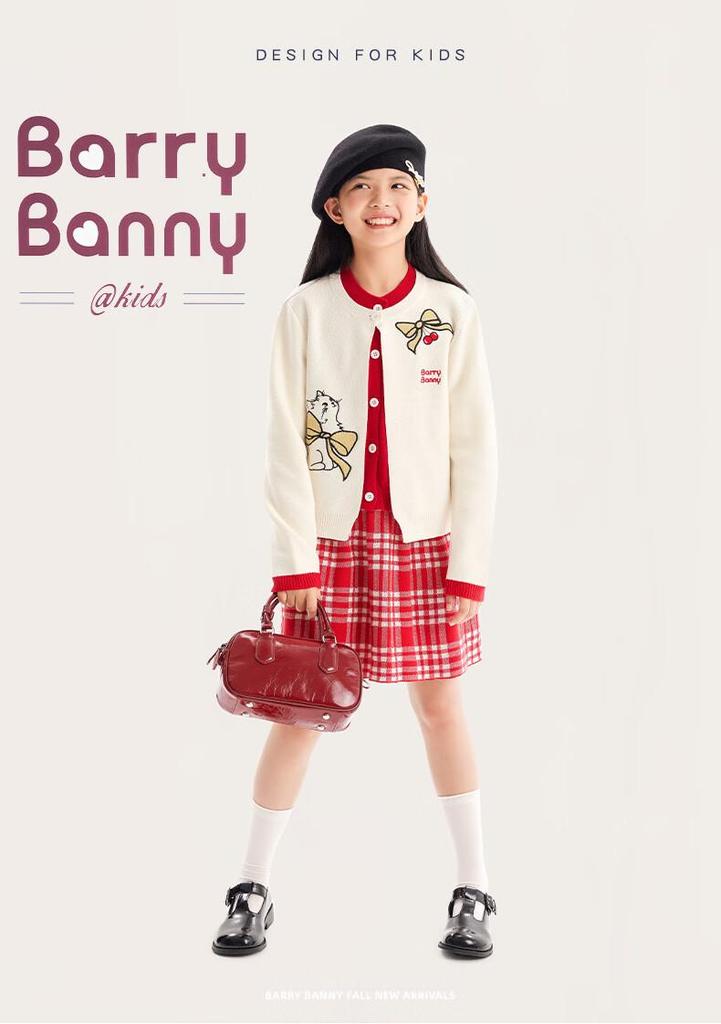 BARRY BANNY Mädchen Retro Kätzchen Strickjacke Pullover