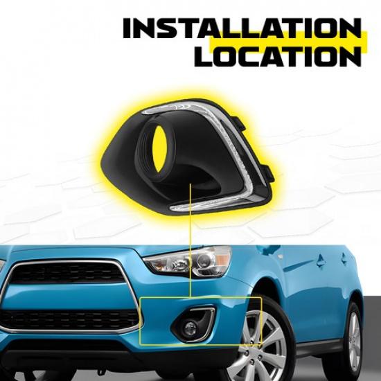 2Pcs/Set Front Fog Lamp Light Cover Bezel Trim For Mitsubishi Outlander 2013-15