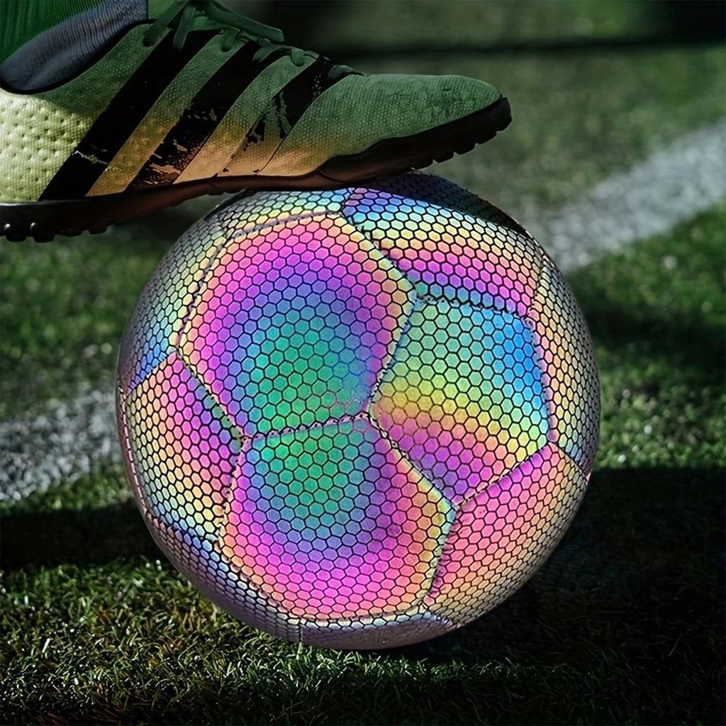 Reflective Football Glowing Football PU Night Glowing Fluorescent Football Primary School Student Training Competition No.5 Adult Football