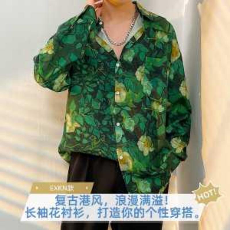 Style Floral Floral All Match Printed Shirt Retro Spring and Autumn New Style Loose Fitting Shirt Long Sleeved Top