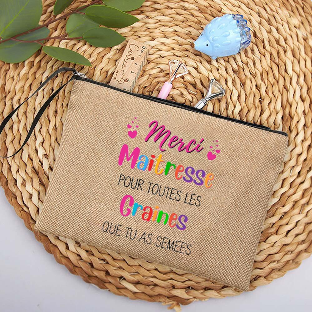 A Wonderful Teacher You Never Forget Thank You for Everything Printed Cosmetic Bag Women Travel Makeup Bags Gift for Teachers